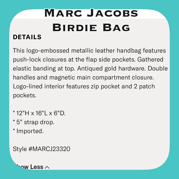 MARC JACOBS Authentic Dreamy Logo BIRDIE Handbag - Picture 4 of 8